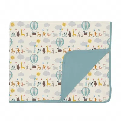 Kickee Toddler Blanket 40"x 60" In Natural Animal Parade In Blue