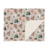 Kickee Toddler Blanket In Latte Camping Animals