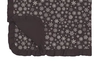 Kickee Toddler Kid's Ruffle Blanket In Chalkboard Snowflakes In Brown