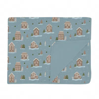 Kickee Toddler's Stormy Sea Gingerbread Town Blanket In Blue