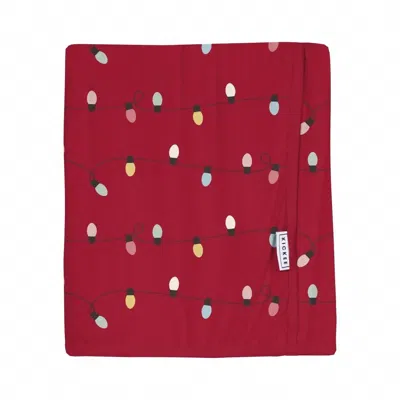Kickee Toddler's Swaddle Perfect Blanket In Crimson Holiday Lights In Red