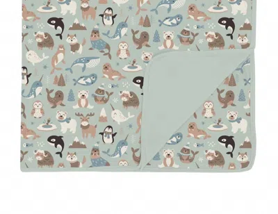 Kickee Toddler Viscose Blend Blanket In Aloe Arctic Animals In Multi