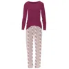 Kickee Women's Bamboo Print Long Sleeve Loosey Goosey Tee & Pajama Pants Set In Baby Rose Snowman In Multi