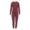 Kickee Women's Long Sleeve Jumpsuit With Hood In Classic Holiday Plaid In Multi