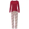 Kickee Women's Long Sleeve Tee & Pajama Pants Set In Baby Rose Gnomes In Multi