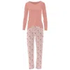 Kickee Women's Long Sleeve Tee & Pajama Pants Set In Baby Rose Peppermints In Multi