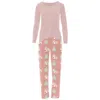 Kickee Women's Long Sleeve Tee & Pajama Pants Set In Blush Yeti In Multi