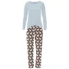 Kickee Women's Long Sleeve Tee & Pajama Pants Set In Coffee Polar Bears In Multi