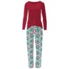 Kickee Women's Long Sleeve Tee & Pajama Pants Set In Illusion Blue Mistletoe & Ribbons In Multi
