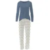 Kickee Women's Long Sleeve Tee & Pajama Pants Set In Natural Ski Birds In Multi