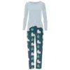 Kickee Women's Long Sleeve Tee & Pajama Pants Set In Peacock Yeti In Multi