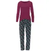 Kickee Women's Long Sleeve Tee & Pajama Pants Set In Pine Happy Gumdrops In Multi