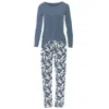 Kickee Women's Long Sleeve Tee & Pajama Pants Set In Winter Ice In Multi