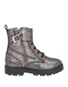Kickers Toddler Girl Ankle Boots Silver Size 10c Soft Leather In Silver