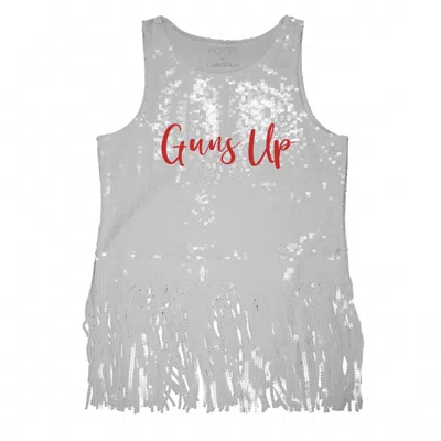 Kickoff Co Women's Sequin Script Tank With Fringe In White