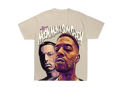 Pre-owned Kid Cudi Men's  Moon Man & Slim Shady T-shirt In Cream