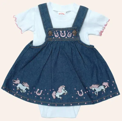 Kiddie Korral Baby Korral Denim Pony Overall Onesie In Blue