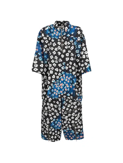 Pre-owned Kidill Floral-print Zip-up T-shirt In Black
