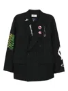 Kidill Graphic-print Double-breasted Blazer In Black