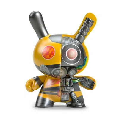 Kidrobot Dairobo-b Mecha Half Ray 5" Dunny By Dolly Oblong In Yellow, Metal