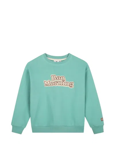 Kids Around Kids' Bouclé-patch Sweatshirt In Green