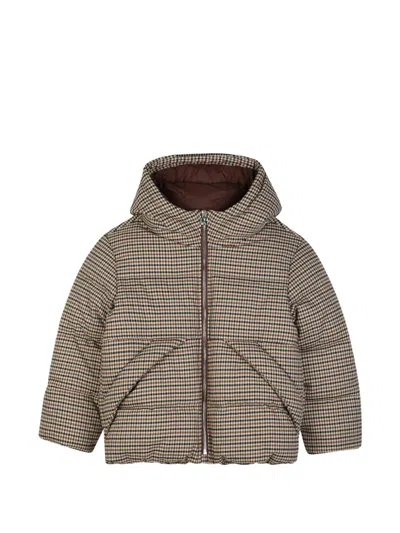 Kids Around Kids' Check Hooded Jacket In Neutral