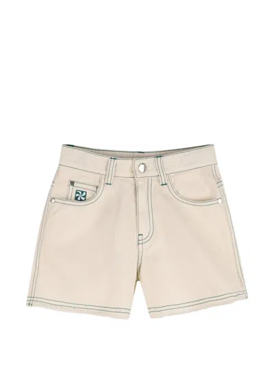 Kids Around Kids' Contrast-stitching Shorts In Neutral
