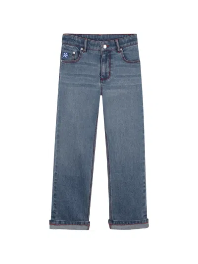 Kids Around Kids' Contrast-stitch Jeans In Blue
