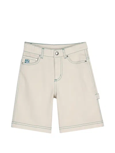 Kids Around Kids' Contrast-stitch Shorts In Neutral