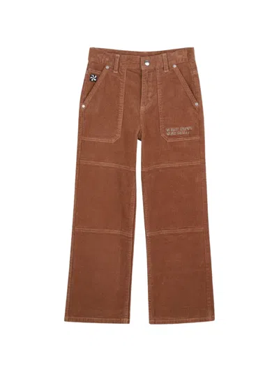 Kids Around Kids' Corduroy-effect Straight-leg Trousers In Brown