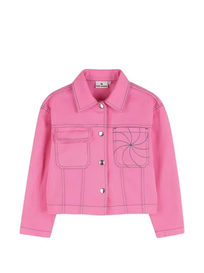 Kids Around Kids' Embroidered Jacket In Pink