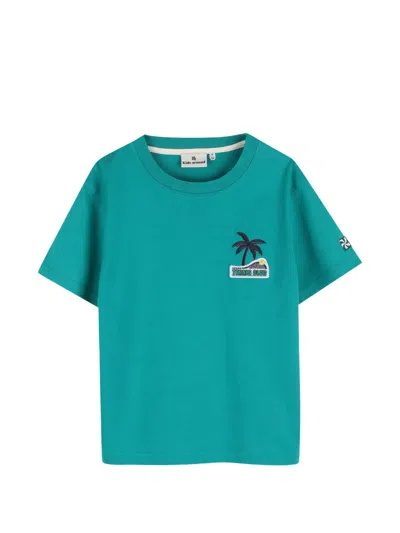 Kids Around Embroidered-illustration T-shirt In Green