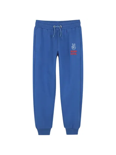 Kids Around Kids' Embroidered-logo Track Pants In Blue