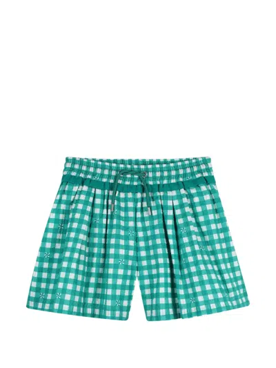 Kids Around Kids' Gingham Drawstring Shorts In Green