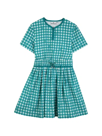 Kids Around Kids' Gingham Short-sleeve Dress In Green