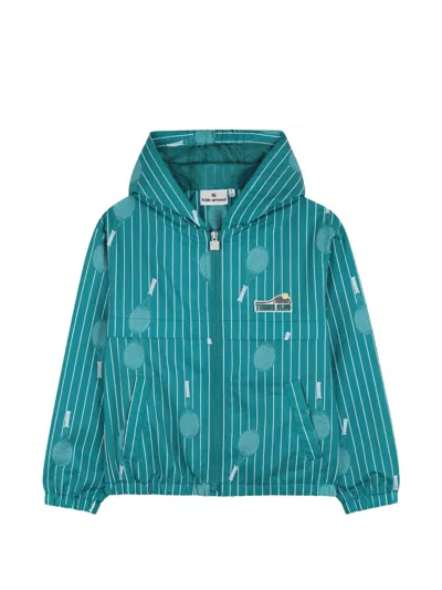 Kids Around Kids' Hooded Striped Windbreaker In Green