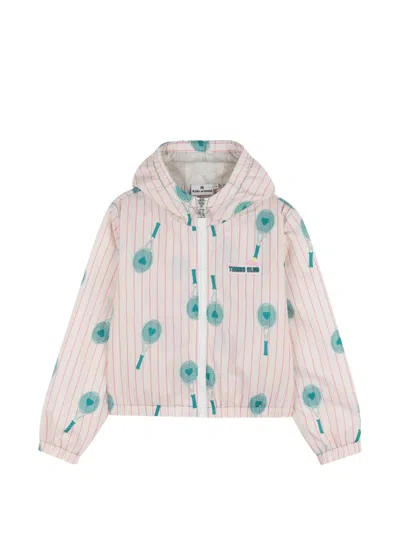 Kids Around Kids' Hooded Striped Windbreaker In Neutral