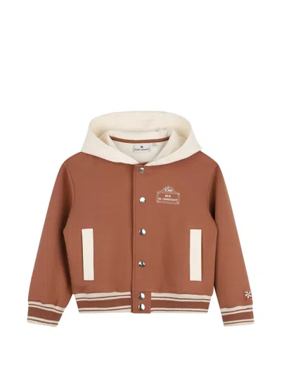 Kids Around Hooded Varsity-style Hoodie In Brown
