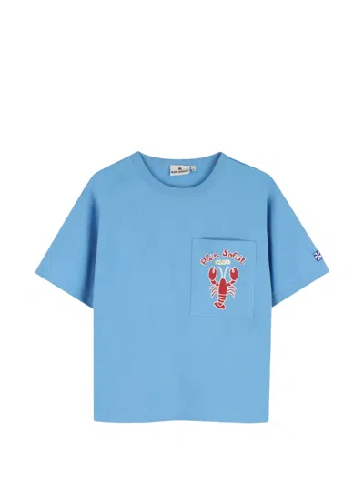 Kids Around Kids' Lobster-print Chest-pocket T-shirt In Blue