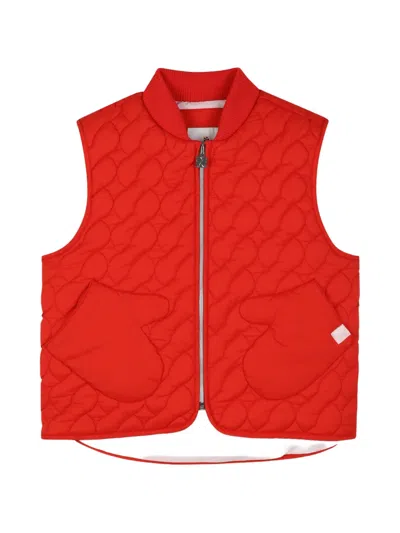 Kids Around Kids' Quilted Sleeveless Gilet In Red