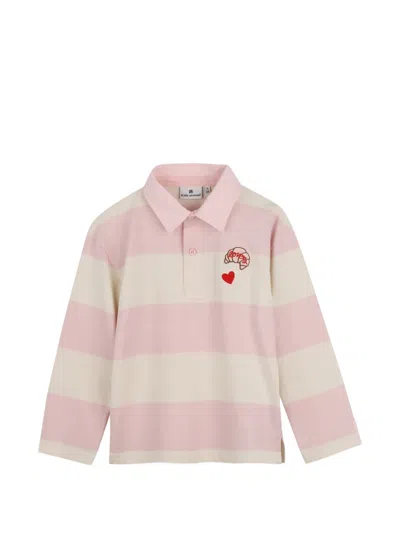Kids Around Kids' Striped Embroidered Polo Shirt In Multi