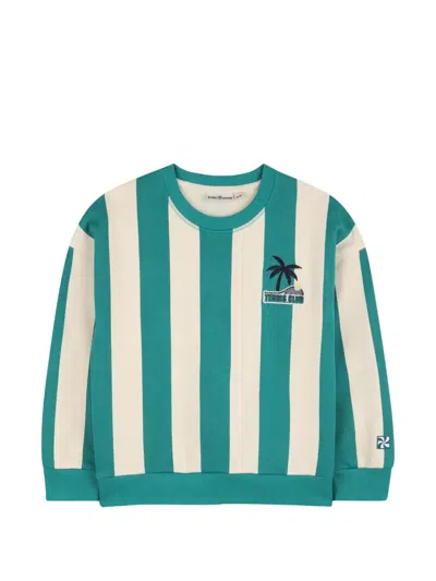 Kids Around Kids' Striped Logo Embroidered Sweatshirt In Green