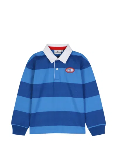 Kids Around Kids' Striped Long-sleeve Polo Shirt In Blue