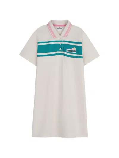 Kids Around Kids' Striped-trim Polo Dress In Neutral