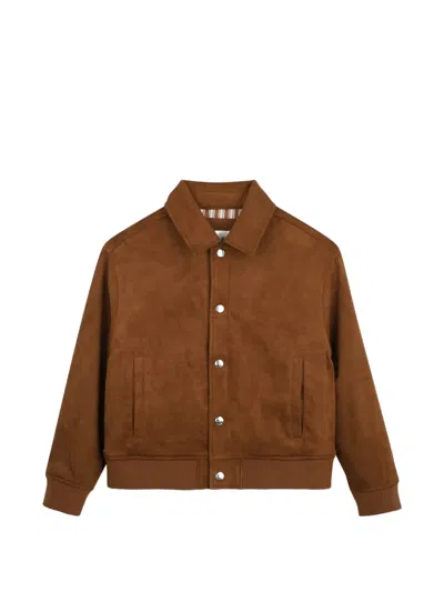 Kids Around Kids' Suede-effect Button-fastening Jacket In Brown