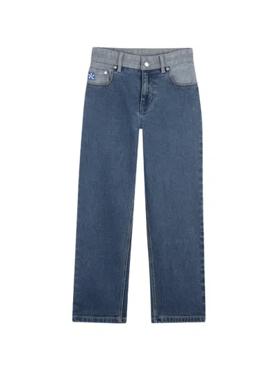 Kids Around Kids' Two-tone Embroidered Jeans In Blue