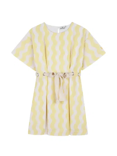 Kids Around Kids' Wave-pattern Dress In Yellow