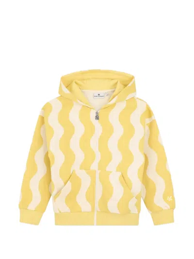 Kids Around Kids' Wave-pattern Zip-up Hoodie In Yellow