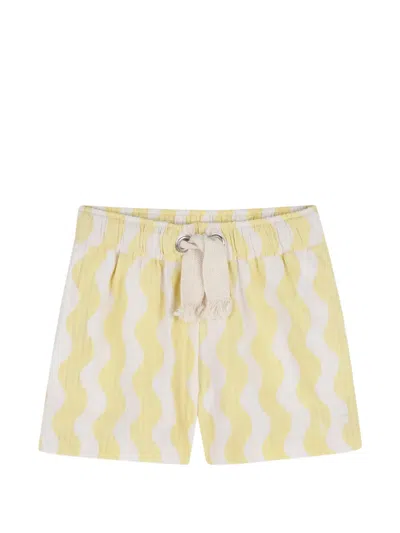 Kids Around Kids' Wave-patterned Shorts In Yellow
