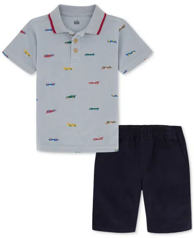 Kids Headquarters Baby Boys Printed Pique Polo Shirt & Twill Shorts, 2 Piece Set In Assorted